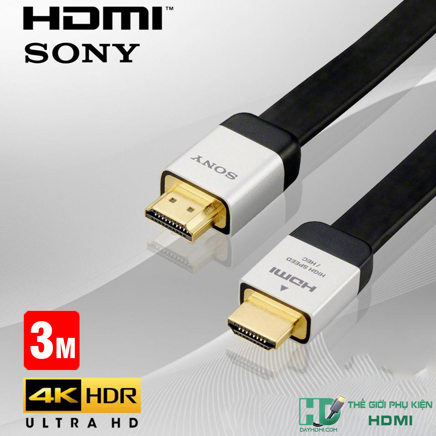 Dây HDMI 3M Sony dây dẹt, mềm hỗ trợ fullHD 4K