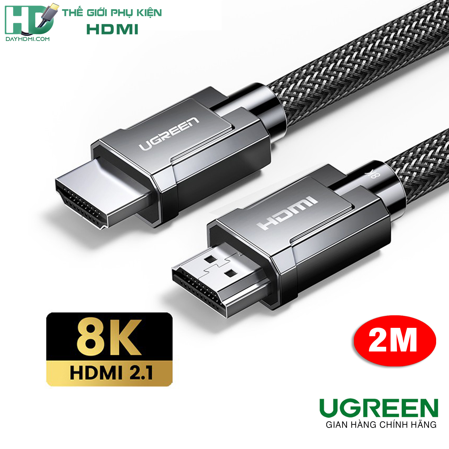 Ugreen 70321- Cáp HDMI 2.1 dài 2M hỗ trợ 8K@60Hz, 4K@120Hz Cao Cấp