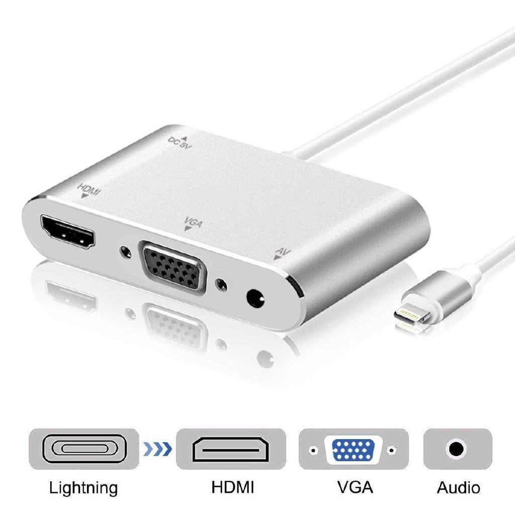 Cáp chuyển Iphone, Ipad sang HDMI, VGA, Audio phân giải fullHD