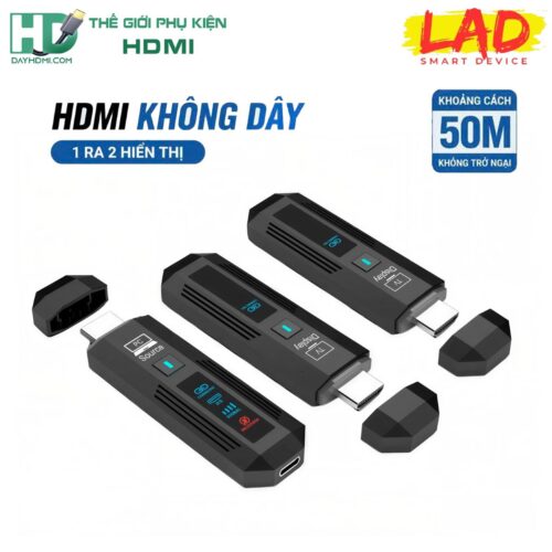 Bộ Thu & Phát HDMI Không Dây LAD 50M kết nối 1 ra 2 màn hình , phân giải fullHD